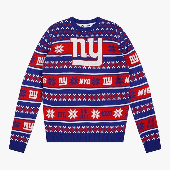 New York Giants Ugly Christmas Sweater NEW XL Blue Red FOCO NFL Football - Picture 1 of 6
